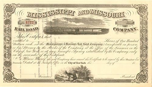 Željeznička tvrtka Mississippi i Missouri-neobjavljena potvrda o skladištu