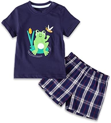 Dječaka odjeća za malu djecu Ljetne odjeće za dojenčad gumb-dolje crtani vrh kratkih rukava i kratke hlače set 0-3t 2 komada