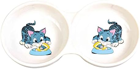 Trixie Double Diner Ceramic Cat Bowl s tiskom