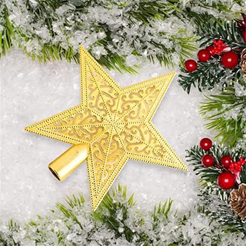 Riqingy božićno drvce dekor ravna zvijezda zlato/srebrno drvo topper božićni ukras blistavi stablo-vrhovni zvjezdani zlatni sjaj