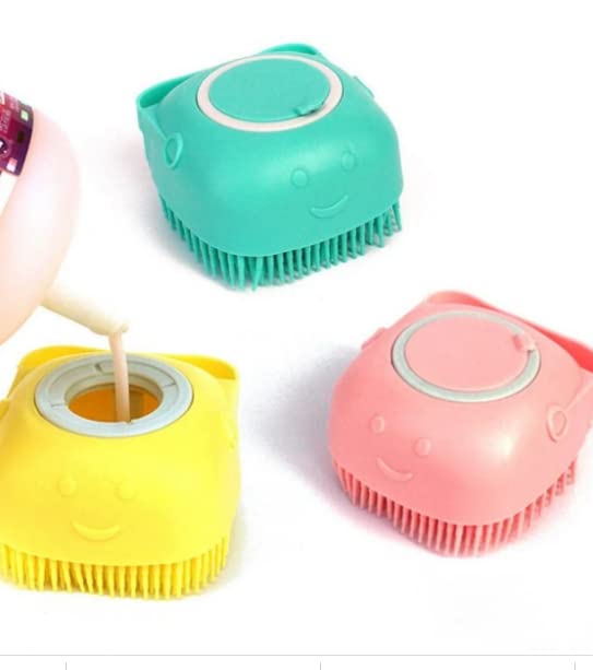 2 pakiranja četkica za šampon za kupanje za njegu kućnih ljubimaca s dozatorom sapuna u ružičastoj i žutoj boji