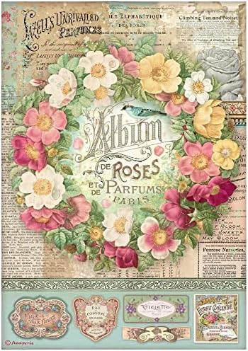 Stamperia Rice Paper List A4 - Rose Parfum Album de Roses