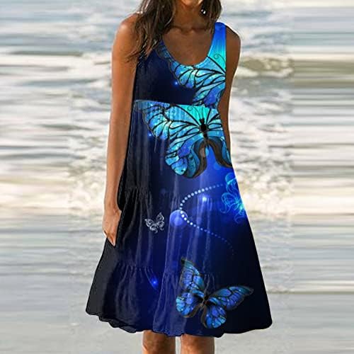 FQZWONG MIDI haljine za žene Ljeto Elegantno odmor na plaži Flowy Sundresses Trendy Vintage Club Izlazi iz odmarališta