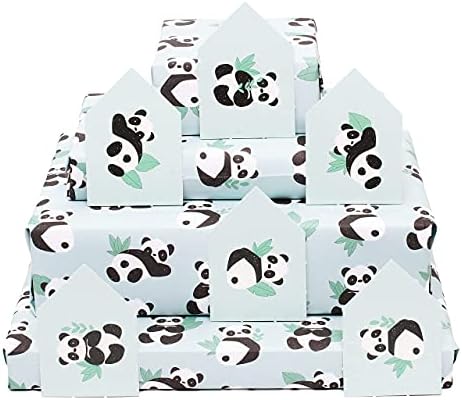 Središnji 23-zeleni papir za omatanje-6 listova poklon omota-pande za rođendan-životinje-za muškarce žene dječaci djevojčice novorođenče-može