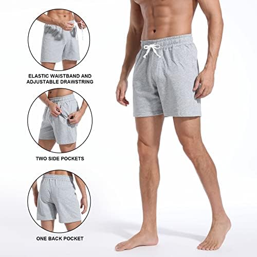 Tigerspot Mens 5,5 Pamučne kratke hlače povremene hlače za vježbanje Gym Atletske elastične struke Podesivi struk s džepovima