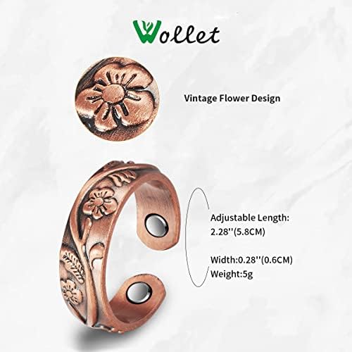 Wollet Elegantni magnetski bakreni prsten za žene s 3pcs magnetima poklon bakrenog prstena za žene