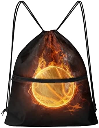Poetesant košarkaška gudačka torba za muškarce Crveni plamen ruksak na ramenu s ramenima Žene izgaranje vatrenog pakiranja casual košarke