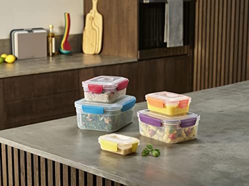 Joseph Joseph Nest Lock, 5 komada plastične hrane za spremanje kuhinje set s poklopcima, nepropusnim, zračnim uštedom prostora, BPA