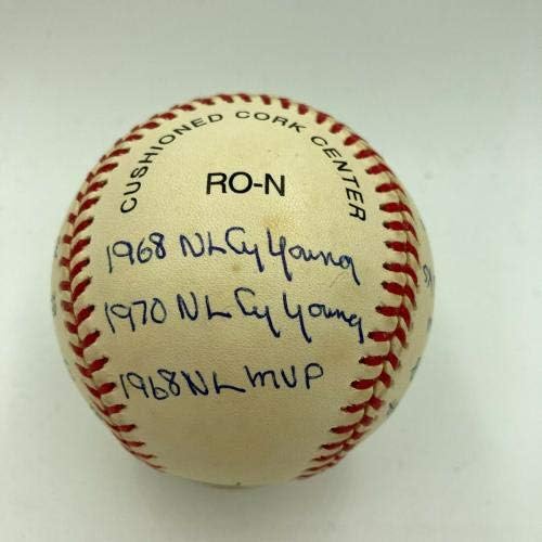 Bob Gibson potpisao je jako upisani stat Baseball Reggie Jackson CoA - Autografirani bejzbol