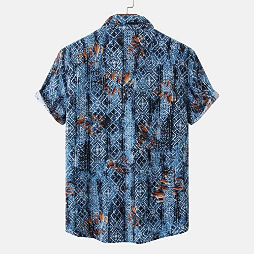 Wenkomg1 muški blok boja havajska košulja, umjetnički akvarelni tiskani gumb dolje košulja kratka rukava casual bluza
