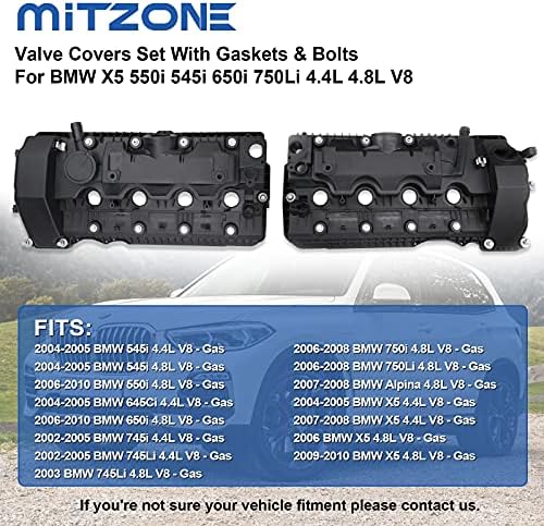 Mitzone N62 ventil za ventil postavljene s brtvama i vijcima kompatibilnim s 2004-2010 BMW X5 550i 545i 650i 745i 745li 750LI 4.4L