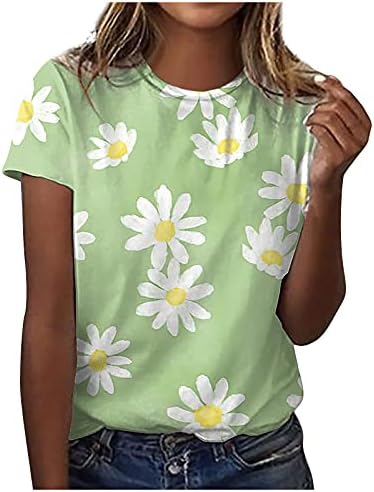 Cvjetni print vrhovi za žene kratke rukave majice posada vrat casual košulja za vježbanje vintage grafički boho majica 2023 moda