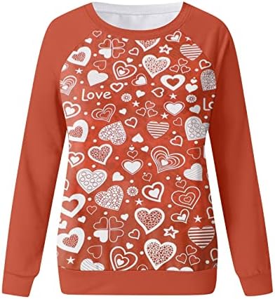 JJHAEVDY WOONSE SUTA LJUBAV SRCE PRINT TOPS Grafički puloveri sretni Valentinovo Košulje Crewneck Pulover vrhovi